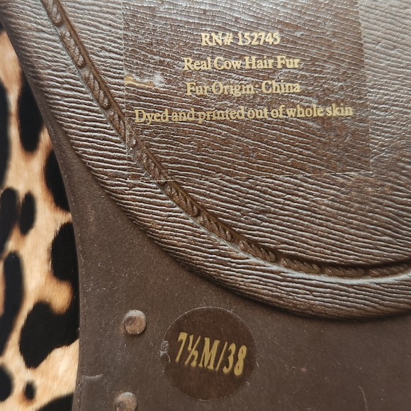 Calf Hair Lucky Brand Basel 2 Leopard Print Fur Ankle Boot 7.5 / 38 - Picture 7 of 7